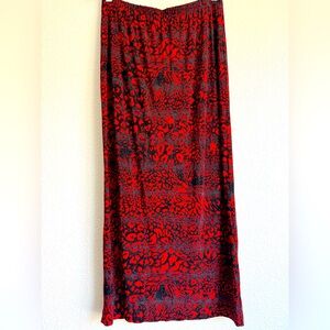 Vintage Chico’s Y2K 90S’s Maxi Skirt Leopard Print Red Stretch Sz: 1/L Grunge